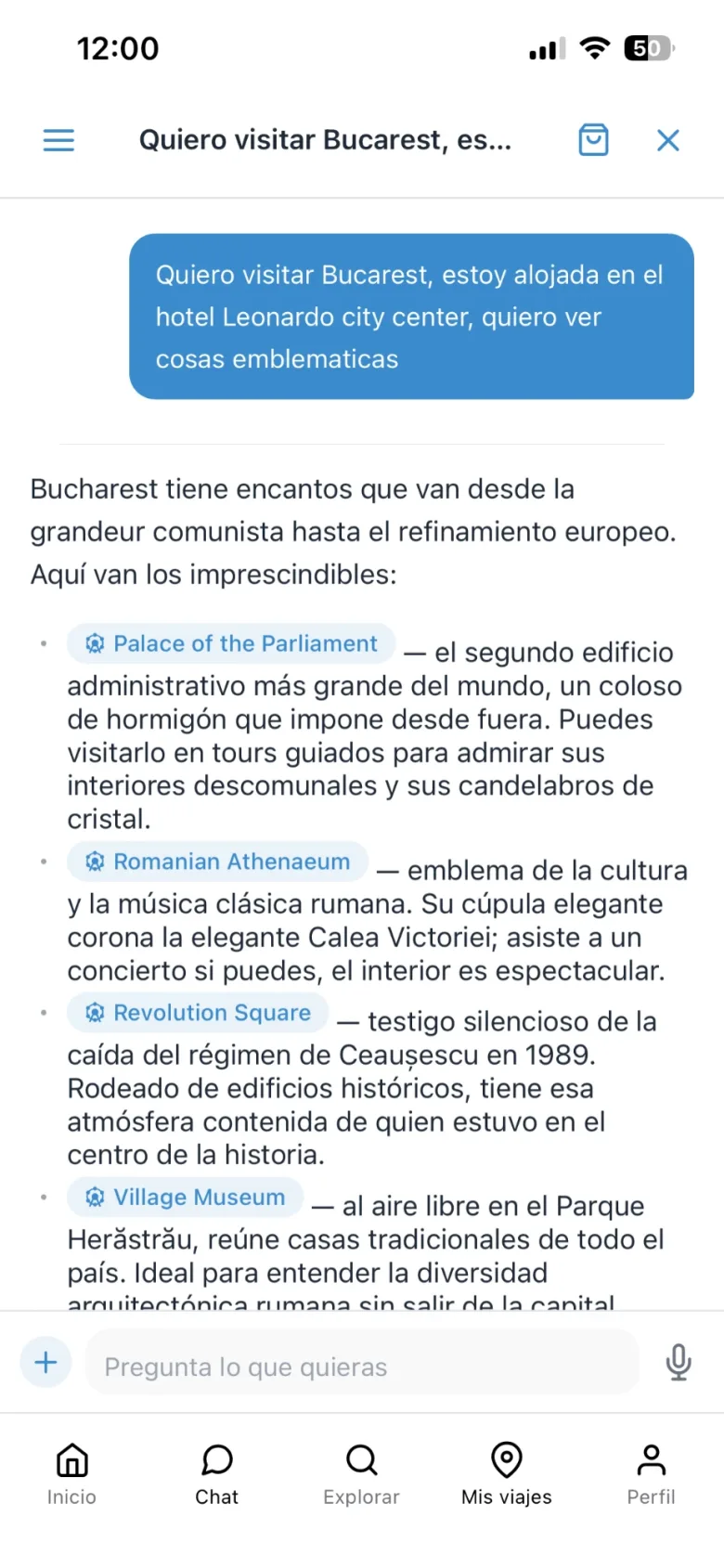 Chat con respuesta de la IA